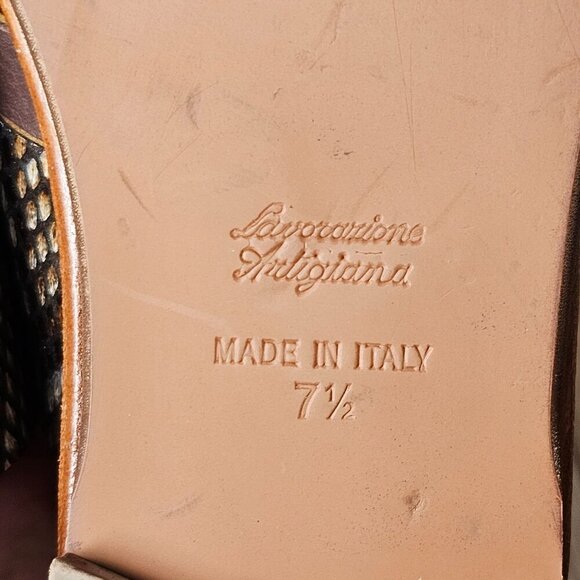 Sophia Milano Snake Faux Leather Straps Flat Slide Sandals Open Toe 7.5 Brown - Picture 7 of 10